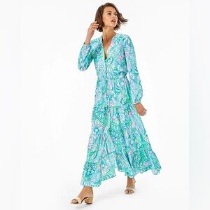 NWOT Lilly Pulitzer Cori Stretch Midi Shirtdress, 8